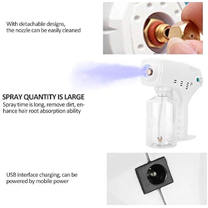 Sonew Hair Steamer Nano Steam Gun, Nano Sprayer USB Wireless Rechargeable Hair Cleaning Sprayer Hair Care SPA Tool for Salon and Home - Image 5